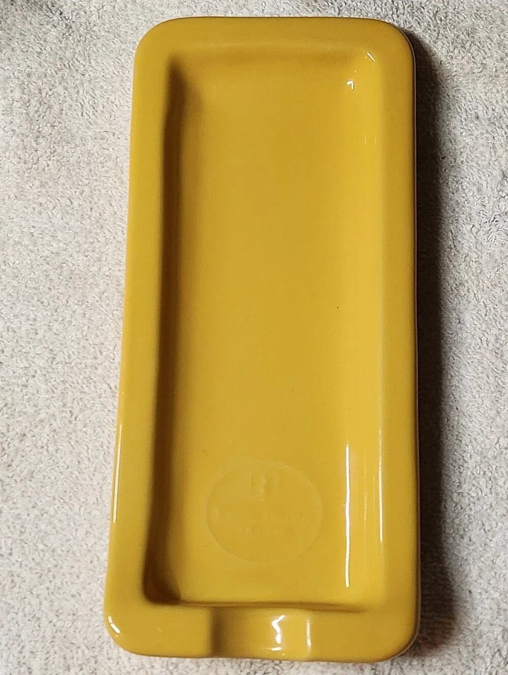 Vintage Emile Henry France Yellow Spoon Rest | French Ceramic Farmhouse Kitchen